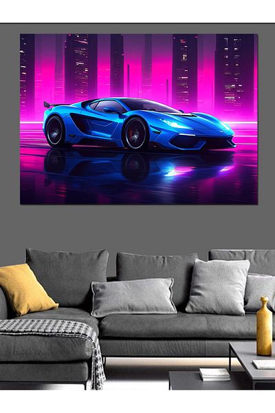 Tablomega Διακοσμητικός καμβάς Night Sports Car - Ξύλινη επιφάνεια MDF