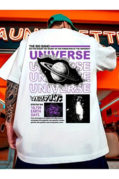 AZIZI TEKSTIL Trendy Universe Print, Men's Graphic Design T-Shirt, Comfortabl...