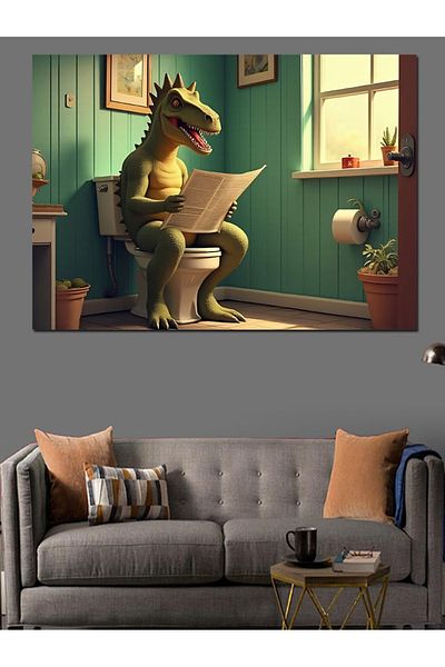 Tablomega Dinozaur Decorativ Canvas pe Toaletă - Lemn MDF