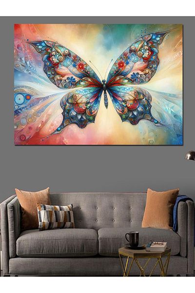 Tablomega Pânză decorativă Fluture Colorat - Lemn MDF