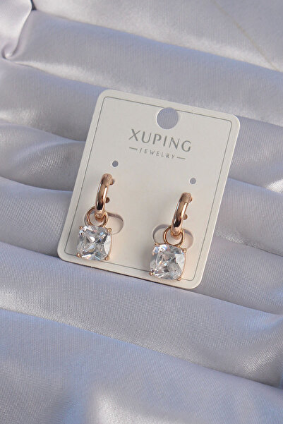 Skygo Xuping Rose Color Zircon Stone Hoop Earrings - Tj-Bkp9364