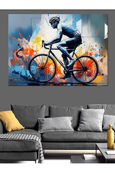 Tablomega Figura Sportivului Călătorând pe Bicicletă Pânză Decorativă - Lemn MDF Pictură