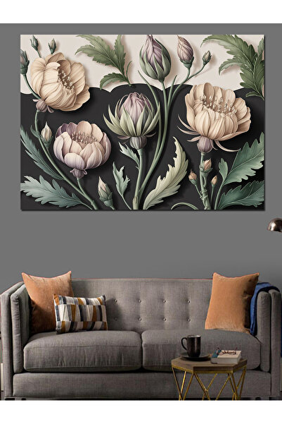 KanvasSepeti Старомодна маслена картина с големи цветя, текстурирана високока...