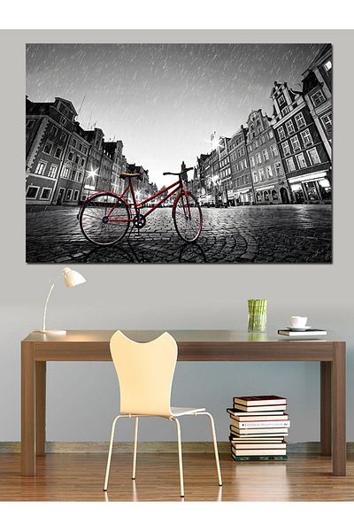 Tablomega Pânză Decorativă Retro Roșu Bicicletă - Lemn MDF