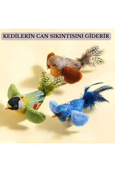 Hünkar Interactive Plush Bird with Realistic Bird Sound, Cat Toy Furry String Cat Toys with Cat Mint