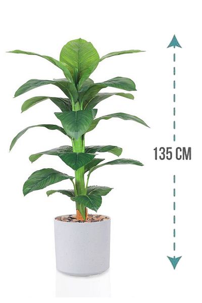 Generic Artificial banana leaf tree with a plastic cylindrical stand