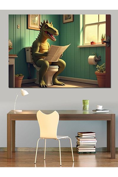 Tablomega Dinozaur Decorativ Canvas pe Toaletă - Lemn MDF