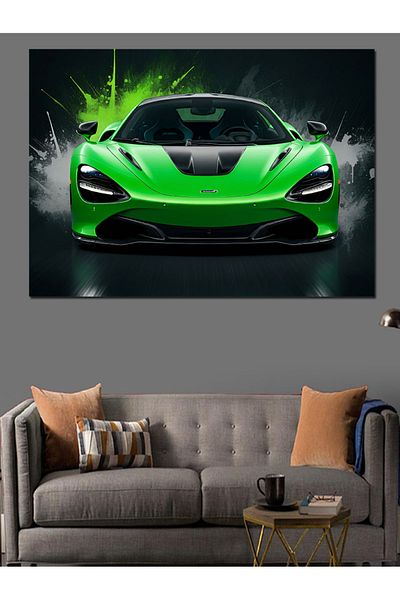 Tablomega Pânză decorativă cu design de mașină sport verde - pictură din lemn MDF