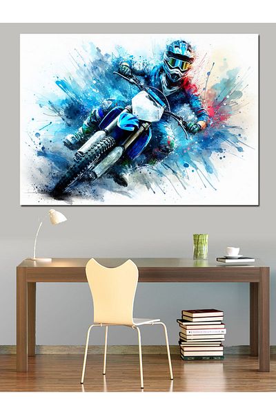Tablomega Pânză decorativă pentru șofer rapid de motocicletă - pictură din lemn MDF