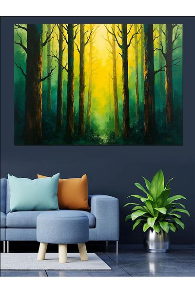 Tablomega Pânză decorativă cu design abstract cu tematică pădure - pictură din lemn MDF
