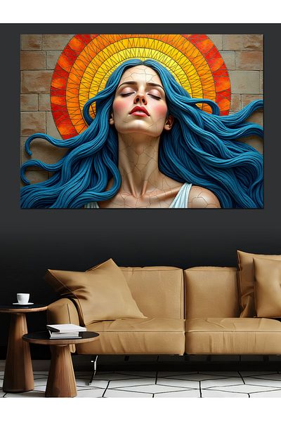 Tablomega Pânză decorativă pentru femeie cu păr colorat - Lemn MDF