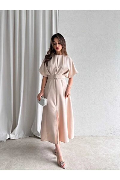 MODA DURAĞI Сукня з розрізами та поясом, довжина міді