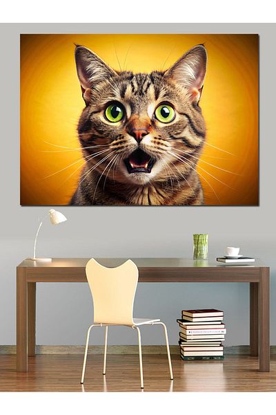 Tablomega Pânză decorativă Pisica Perplexă - Lemn MDF