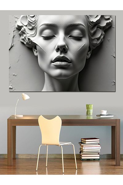 Tablomega Femeie Sculptură Față Pânză Decorativă - Lemn MDF Pictat