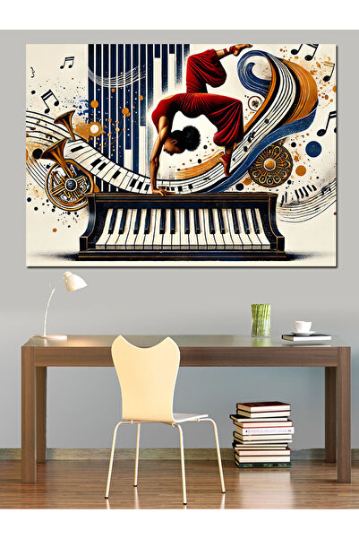 karizmart Piyano Çalan Kadın Dekoratif Kanvas - Mdf Ahşap Tablo