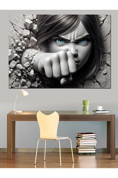 Tablomega Pânză decorativă Girl Punching - Lemn MDF