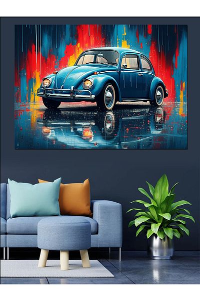 Tablomega Pânză decorativă Blue Retro Vosvos Design - MDF Lemn