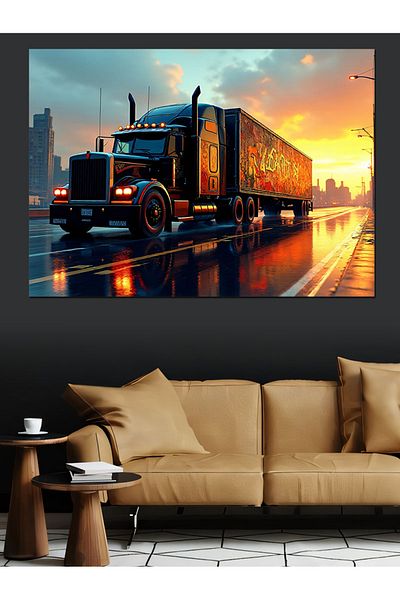 Tablomega Pânză decorativă Night Bright Truck - Lemn MDF