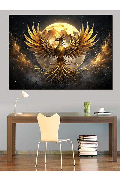 Tablomega Pânză Decorativă Lună Plină și Phoenix - Lemn MDF