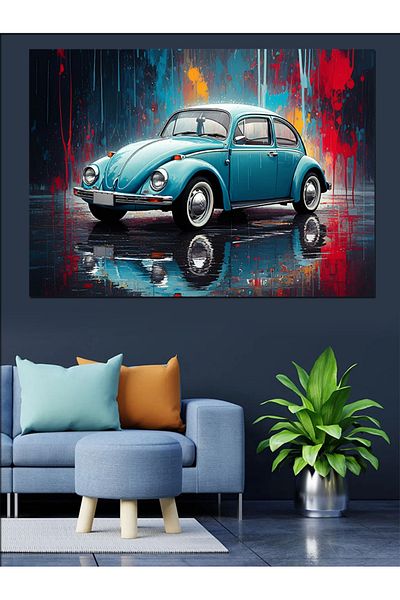 Tablomega Pânză decorativă pentru mașină clasică retro - pictură din lemn MDF