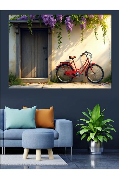 Tablomega Pânză decorativă pentru biciclete cu flori - Lemn MDF