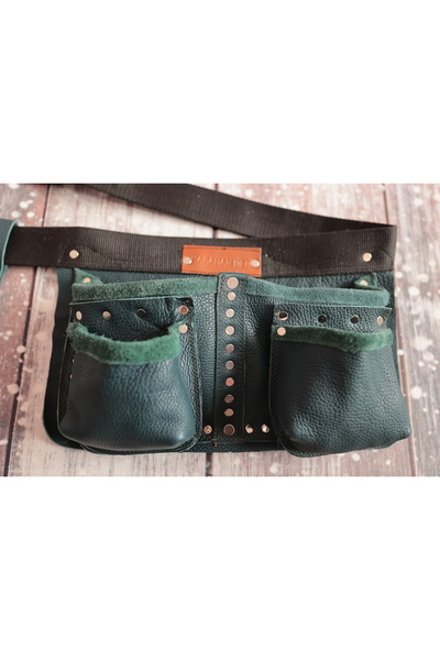 ykrhn Haki Dört Cepli Kalın ve Yumuşak Deri Çivi Önlüğü