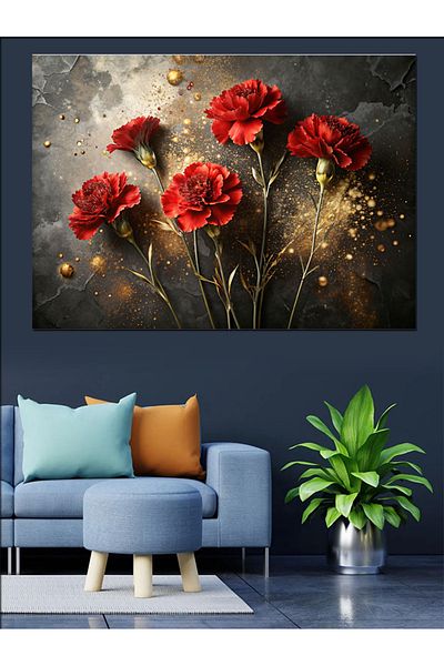 Tablomega Pânză Decorativă Red Clovers - Lemn MDF
