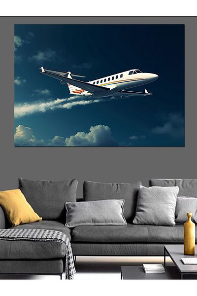 Tablomega Pânză decorativă cu avion cu reacție mică - pictură din lemn MDF