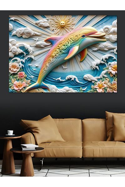 Tablomega Pânză decorativă Rising Dolphin - Lemn MDF