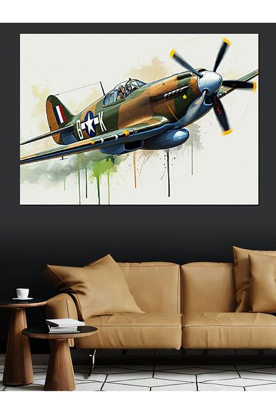 Tablomega Pânză decorativă cu avion vechi - Lemn MDF