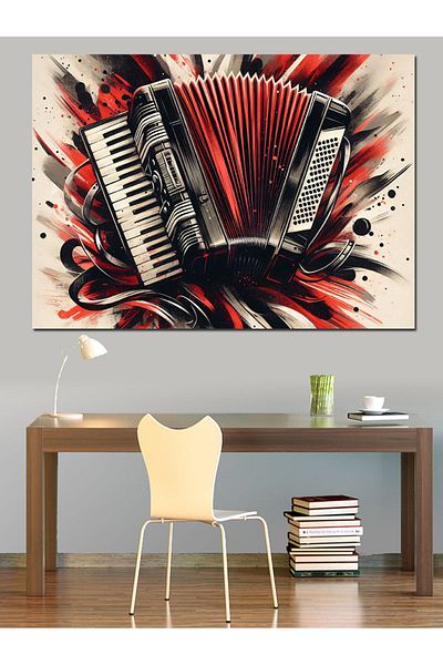 Tablomega Pânză Decorativă Acordeon Roșu - Lemn MDF
