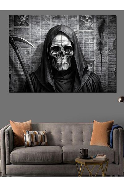 Tablomega Pânză decorativă cu schelet înfricoșător Grim Reaper - Lemn MDF