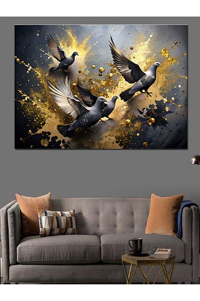 Tablomega Pânză decorativă Pigeons - Lemn MDF
