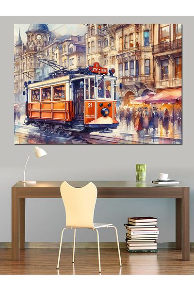 Tablomega Pânză decorativă Taksim Tramvai - Lemn MDF
