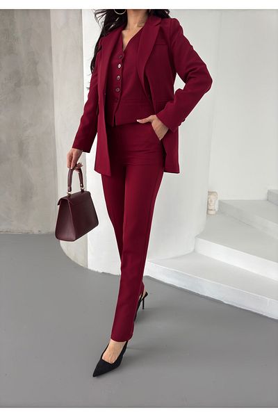 MYGİYİMİSTANBUL Jacket Vest Slim Leg Pants Waist Elastic Detail 3 Piece Suit