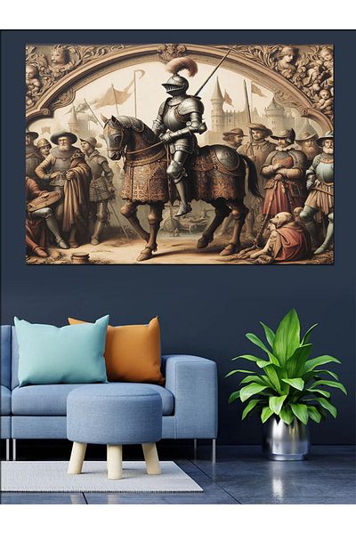 Tablomega Canvas Decorativ Horseman - MDF Lemn