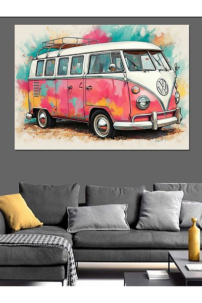 Tablomega Pânză decorativă pentru minibuz roz - Lemn MDF