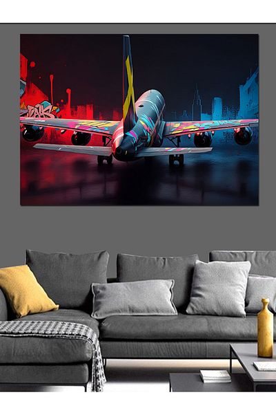 Tablomega Avion de pasageri în aer liber Pânză decorativă - Lemn MDF