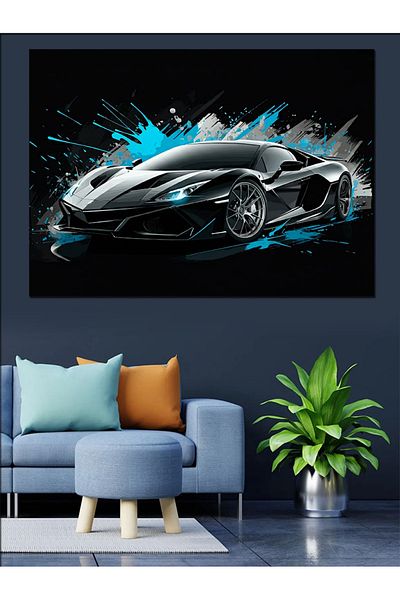 Tablomega Pânză decorativă futuristă pentru mașină sport - pictură din lemn MDF