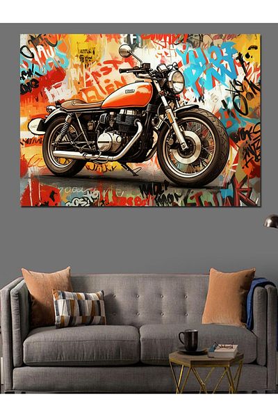 Tablomega Ilustrație Clasică Motocicletă Pânză Decorativă - Lemn MDF Pictură
