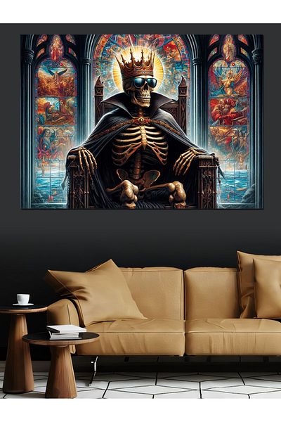 Tablomega Canvas Decorativ Regele Scheletul Sediul Tronului - MDF Lemn