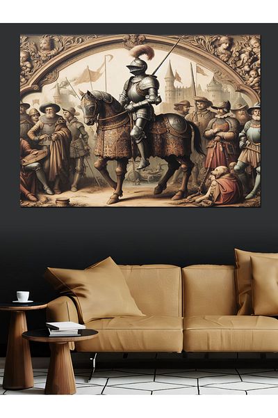 Tablomega Canvas Decorativ Horseman - MDF Lemn