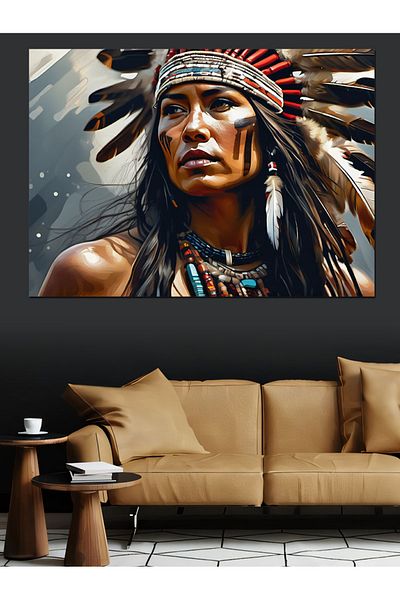 Tablomega Pânză Decorativă Femeie Indiană - Lemn MDF