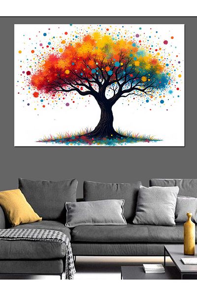 Tablomega Pânză decorativă Colorful Lonely Tree - Lemn MDF