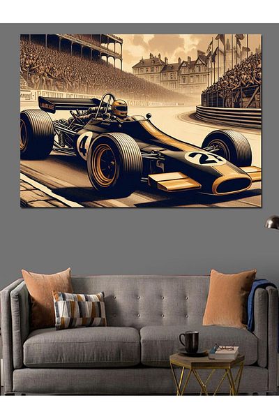 Tablomega Pânză decorativă pentru vehicule de curse retro - Lemn MDF