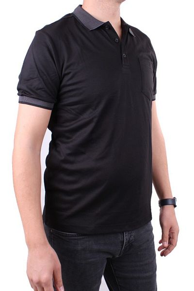 Twister Jeans Twister 2304 Μαύρο καθημερινό κοντομάνικο ανδρικό μπλουζάκι με βαμβακερό γιακά πόλο