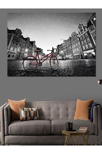 Tablomega Pânză Decorativă Retro Roșu Bicicletă - Lemn MDF