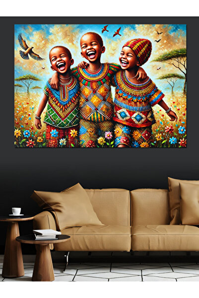 ekart Mutlu Çocuklar Dekoratif Kanvas - Mdf Ahşap Tablo