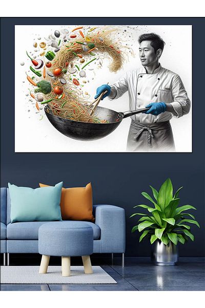 Tablomega Chef Cooking Canvas Decorativ - MDF Lemn Pictat