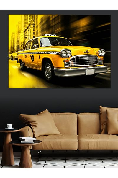 Tablomega Pânză decorativă Taxi Galben - Lemn MDF